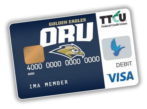 Mock up of ORU School Pride Debit Card